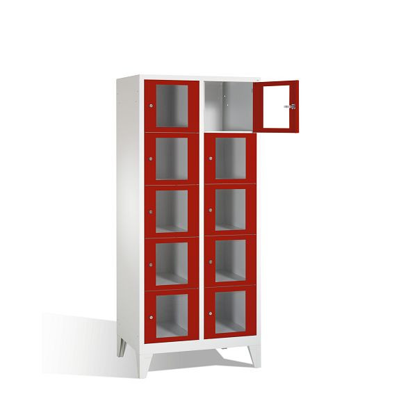 C+P Schließfachschrank Classic, H1850xB810xT500mm, Farbe: Lichtgrau / Rubinrot, 8010A225 S10001