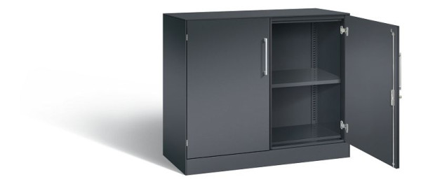 C+P Sideboard mit Flügeltüren Asisto, H915xB1000xT435mm, Farbe: Schwarzgrau, Bügelgriff, 2 OH, 141052-000 S10174