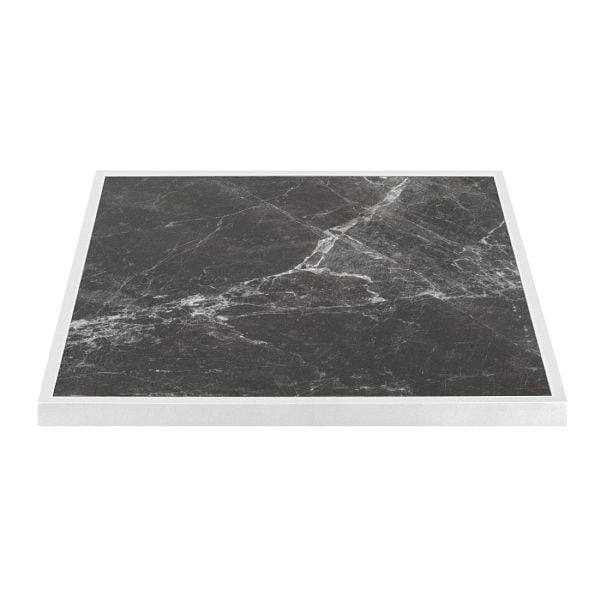 Bolero Dark Granite Effect Outdoor-Tischplatte aus gehärtetem Glas, weiße Zierleiste, 700 mm, FU516