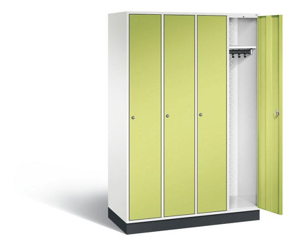 C+P Garderobenschrank Intro, H1950xB1220xT490mm, Farbe: Verkehrsweiß / Viridingrün, 8170-401 S10047