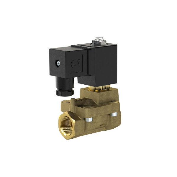 Riegler 2/2-Wege-Magnetventil, stromlos geschlossen, Messing, G 3/8, DN13, PN 0,5-16, FPM, vorgesteuert, 230V AC, 129496