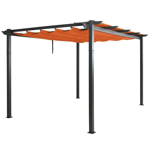Mendler Aluminium Pergola HWC-N93, Gartenpavillon Pavillon Garten, stabiles 8cm-Gestell Schiebedach UV50+ 3x4m, terrakotta, 110051+110052+110056