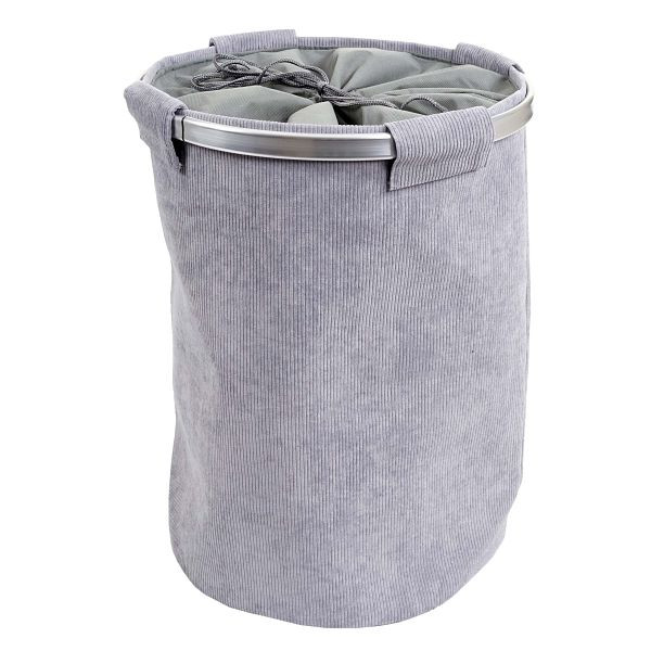 Mendler Wäschesammler HWC-C34, Laundry Wäschekorb Wäschebox Wäschesack Wäschebehälter mit Netz, 55x39cm 65l, cord grau, 73194