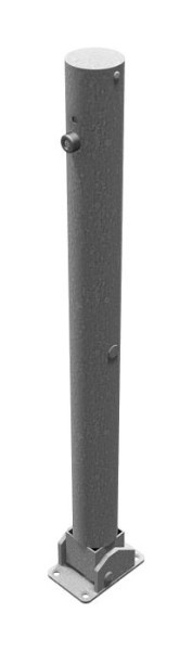 Schake Absperrpfosten Stahlrohr Ø 76 x 2,6 mm umlegbar, mit Profilzylinderschloss, für Dübel Befestigung mit Bodenplatte, 476UZ