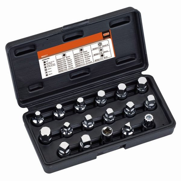 Bahco Ölablassschrauben-Steckschlüssel-Satz, 17-teilig, 3/8", BE6217