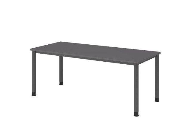 Hammerbacher Schreibtisch HS19, 180 x 80 cm, Platte: Graphit, 25 mm dick, 4-Fuß-Gestell in Graphit, Arbeitshöhe 68,5-81cm, VHS19/G/G