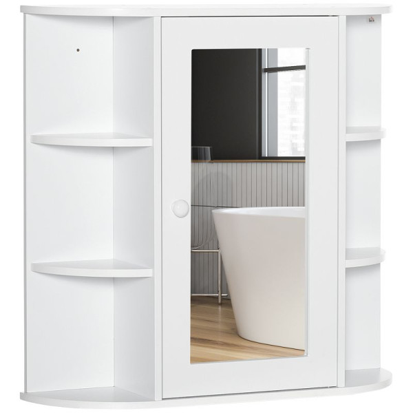 HOMCOM Spiegelschrank Badschrank Badezimmerschrank, 8 Fächer, Spiegeltüren, 834-203V90WT