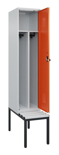 C+P Spind Evolo PLUS, 1 Abteile, 2120x400x815mm, 7035/2004, Haken 4, Drehriegel, Sitzfläche Kunststoff, Sitzbank, Trennwand, 0490507-12F S10056