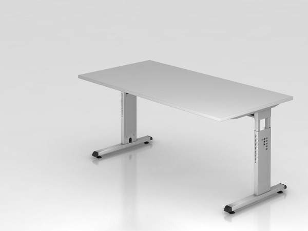 Hammerbacher Schreibtisch C-Fuß 160x80cm Grau/Silber, Arbeitshöhe 65-85 cm, VOS16/5/S