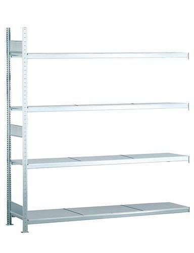 Schulte Weitspannregal mit Stahlböden, Anbaufeld, 4 Lagerebenen, Fachbreite 2500 mm, 2506 x 436 x 2500 mm, 278905