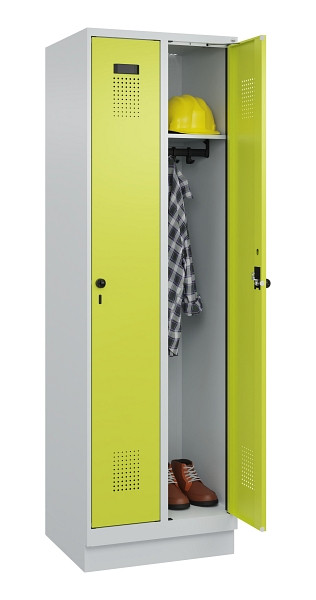 C+P Spind Evolo PLUS, mit Sockel, 2 Abteile, 1950x600x500mm, 7035/0024, Verschluss Drehriegel, Ablageböden 2, 049020-20 S10015