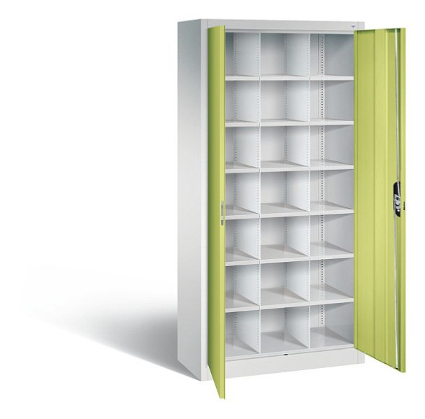 C+P Büro-Fächerschrank Acurado, H1950xB930xT400mm, Farbe: Lichtgrau / Viridingrün, Muldengriff, 9260-410 S10295