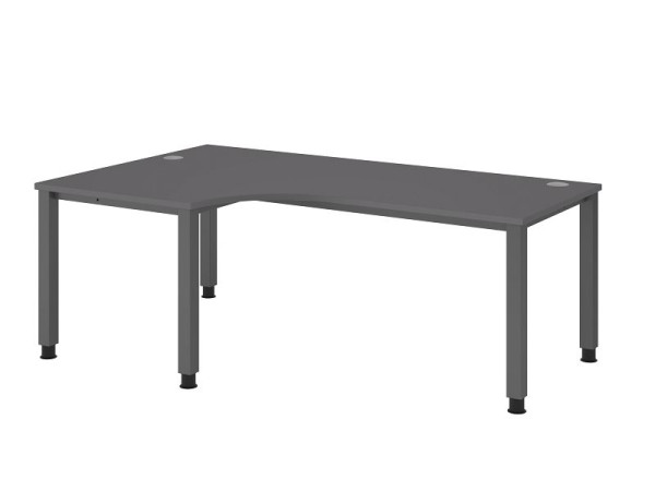 Hammerbacher Winkeltisch 4-Fuß eckig 200 x 120cm 90° Graphit, Winkelform 90°, links oder rechts montierbar, VQS82/G/G
