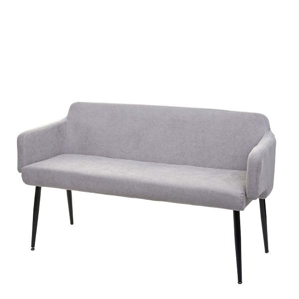 Mendler Sitzbank HWC-L13, Esszimmerbank Bank Polsterbank Garderobenbank Rückenlehne Armlehne Stoff/Textil 133cm, grau, 98085