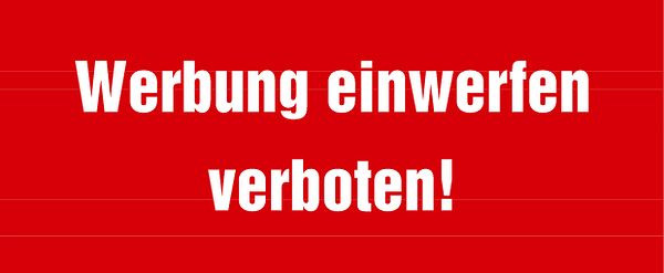 Schilder Klar Gebäudekennzeichnung Werbung verboten, 100x40 mm Folie selbstklebend, 29/61