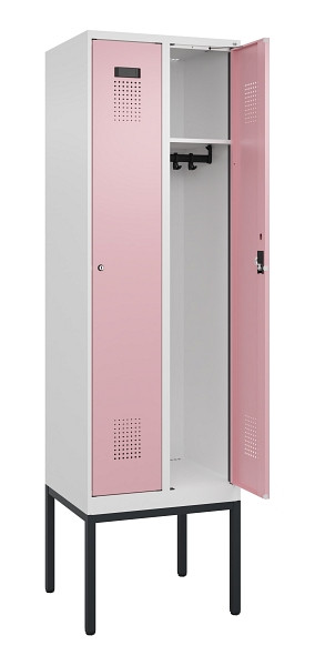 C+P Spind Evolo PLUS, Gestell, 2 Abteile, 2120x600x500mm, 9016/3015, Verschluss Zylinderschloss, Ablageböden 2, 0490307-20 S10045