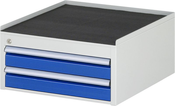 RAU Schubladenschrank Serie 7000, B580 x T650 x H285 mm, Metallauflage, Höhe 25 mm, Schubladen: 2xH90 mm, 13-L1.3A-MT.11