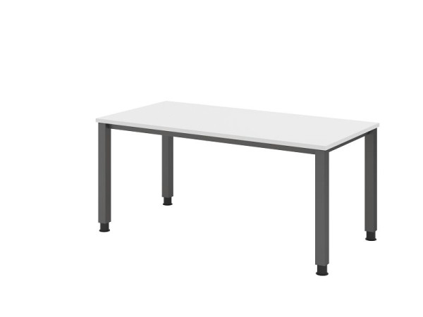 Hammerbacher Schreibtisch QS16, 160 x 80 cm, Platte: Weiß, 25 mm dick, 4-Fuß-Gestell in Graphit (ähnlich RAL 7012), Arbeitshöhe 68-83,5 cm, VQS16/W/G
