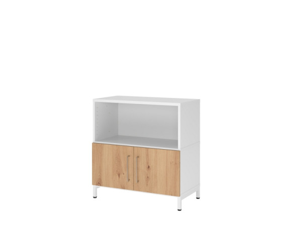 Hammerbacher Regal/Türen, 2OH, Sockel, weiß/asteiche, VFW28T1KU/W/R/BS