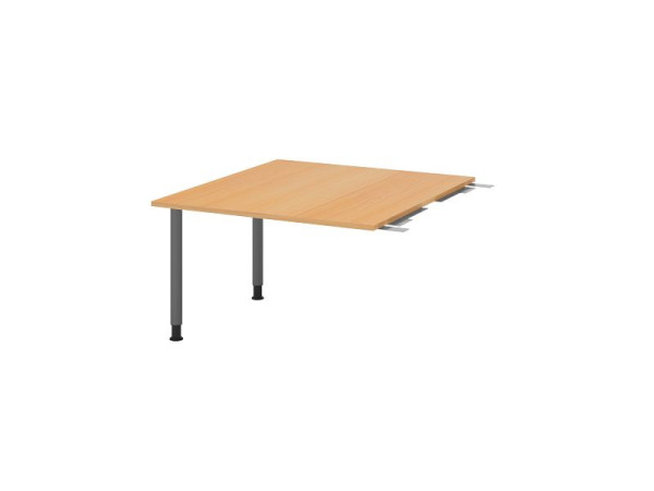 Hammerbacher Verkettungsplatte VKT, Farbe Tischplatte: Buche, Platte: 1200 x 1300 x 25 mm, Rundrohr-Fuß Graphit, Arbeitshöhe: 720 - 740 mm, VKT12C/6/G