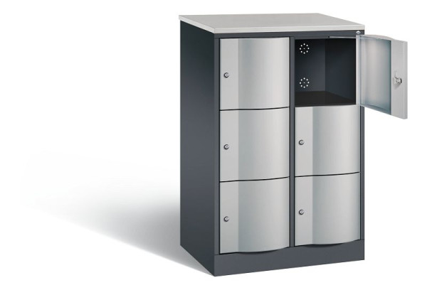 C+P Schließfachschrank Resisto, H1255xB772xT540mm, Farbe: Schwarzgrau / Weißaluminium, 8573-272 S10446