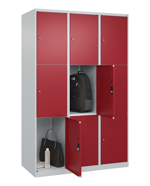C+P Schließfachschrank Classic PLUS, 3 Abteile, 1850x1200x500mm, 7035/3003, 080000-323 S10016