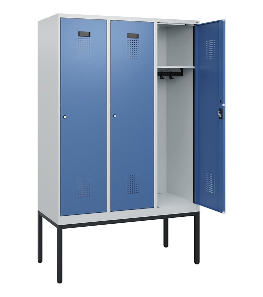 C+P Spind Evolo PLUS, Gestell, 3 Abteile, 1950x1200x500mm, 7035/5023, Zylinderschloss, 0490305-32 S10033