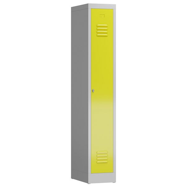 Lüllmann ClassiX Garderobenschrank, 1 Abteil, 1800 x 310 x 500 mm, lichtgrau/zinkgelb, X-510116