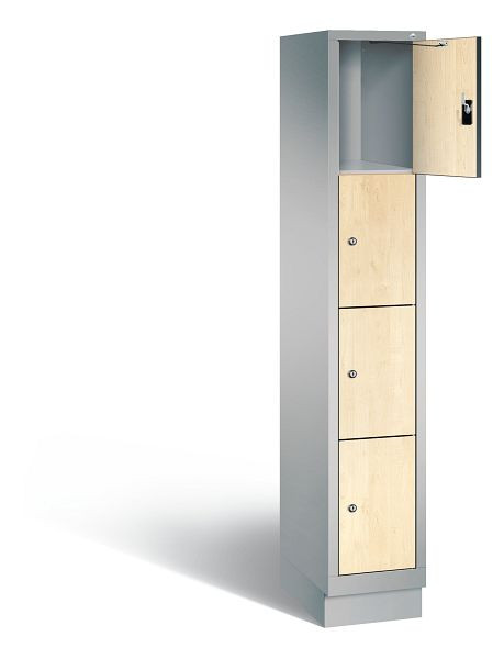 C+P Schließfachschrank Evolo, H1800xB320xT500mm, Farbe: Weißaluminium / Dekor Donau-Ahorn, 48020-104 S10151