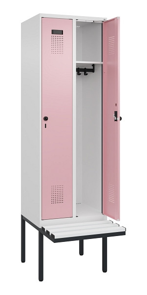 C+P Spind Evolo PLUS, 2 Abteil, 2120x600x815mm, 9016/3015, Drehriegel, Material Sitzfläche Kunststoff, 0490407-20 S10072