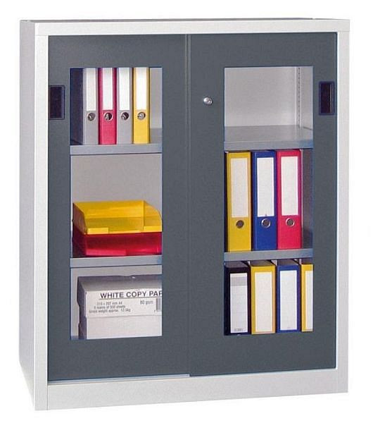 Pavoy Schiebetürenschrank 1200/400/1000, Böden gepulvert, Sichtfenster, 30301-100-491-910905