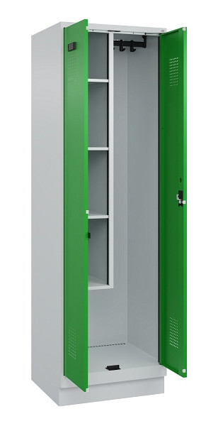 C+P Putzmittel-Spind Evolo PLUS, mit Sockel, 2 Abteile, 1950x600x500mm, 7035/603, Zylinderschloss, 049120-00 S10038