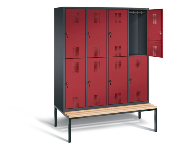 C+P Spind doppelstöckig Evolo, H2090xB1590xT810mm, Farbe: Schwarzgrau / Rubinrot, 48350-42 S10128