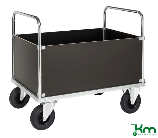 Kongamek Kofferwagen, 2 Räder mit Bremsen, 1000 x 700 x 900 mm, hohe Kanten, elektrolytisch verzinkt, KM635-2HB