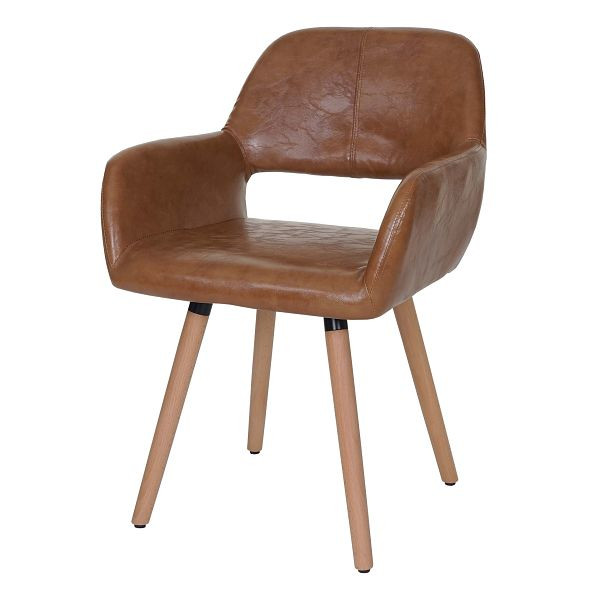 Mendler Esszimmerstuhl HWC-A50 II, Stuhl Küchenstuhl, Retro 50er Jahre Design, Kunstleder, Wildlederimitat, helle Beine, 48434