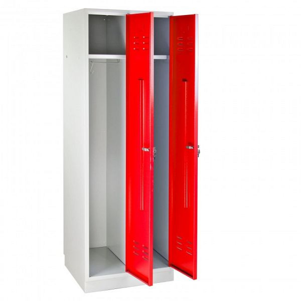 ADB Spind / Garderobenschrank Regular" 2-türig, Maße (HxBxT): 1780x600x500 mm, Farbe Korpus: lichtgrau (RAL 7035), Farbe Türen: Feuerrot (RAL 3000), 40884
