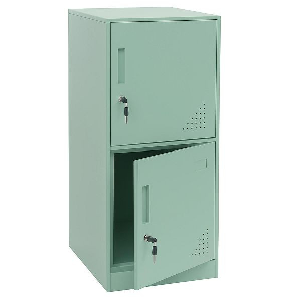 Mendler Spind HWC-P63, Schließfach Wertfachschrank Schließfachschrank 2 Türen, 90x38x45cm Stahl, mintgrün, 122512