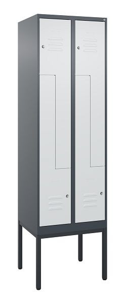 C+P Z-Spind Classic PLUS, Gestell, 4 Abteile, 2120x600x500mm, 7016/7035, Zylinderschlösser, 0800337-204 S10028