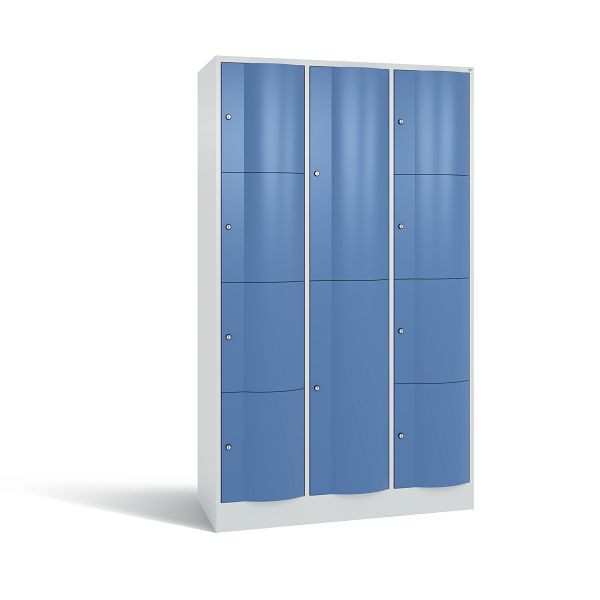 C+P Schließfachschrank Resisto, 10 Fächer, H1950xB1148xT540 mm, Grau/Fernblau, 8070-3723 S10037