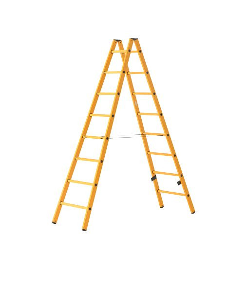 HYMER GFK Sprossenstehleiter, beidseitig begehbar, 2x8 Sprossen/Stufen, 392316