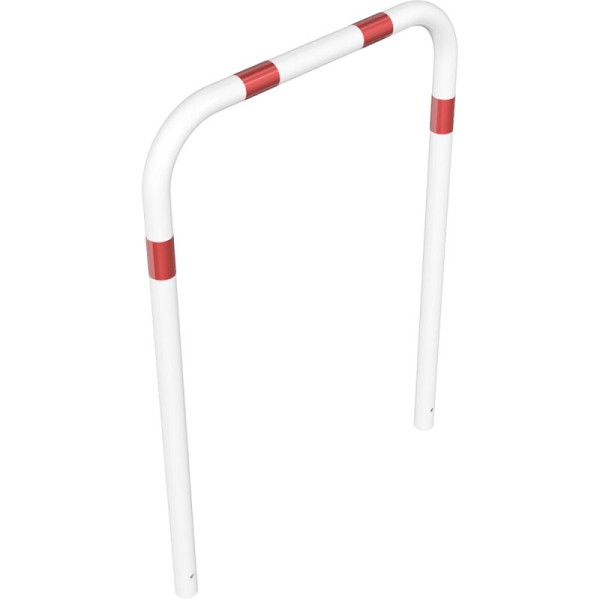 Stein HGS Anlehnbügel/Absperrbügel -Sylt-, 1400mm/1000mm/1000mm, weiß beschichtet mit rot reflektierenden Leuchtstreifen, Bügel: Ø 60 mm, 465.10b-wr