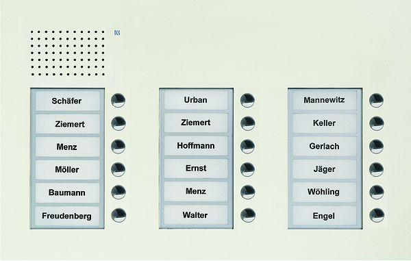 TCS Audio Außenstation Serie PUK 18 Klingeltasten (rechtsbündig), 3-spaltig, UP weiß, PUK18/3-WS