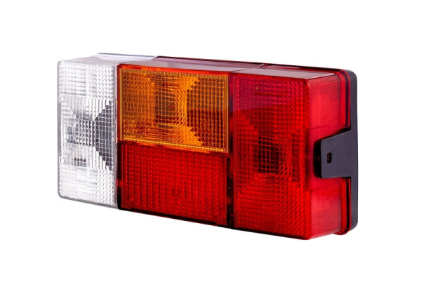 HELLA Heckleuchte, Glühlampe, 12/24V, Anbau, Lichtscheibenfarbe: mehrfarbig, Stecker: Flachstecker, rechts, 2VP 006 040-121