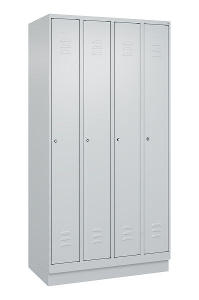 C+P Umkleidespind Classic PLUS, Sockel, 4 Abteile, 1950x1000x500mm, 7035/7035, Zylinderschlösser, 080020-49 S10024