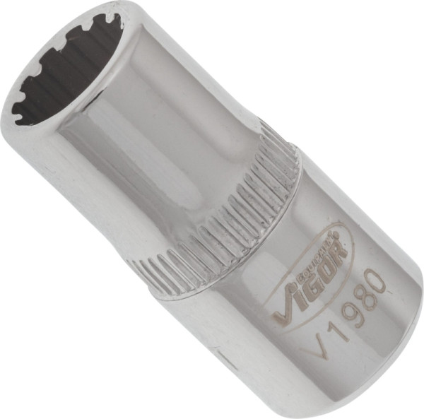 VIGOR Multiprofil-Steckschlüsseleinsatz, Vierkant hohl 6,3 mm (1/4 Zoll), Multiprofil, 7 mm, VE: 10 Stück, V1980