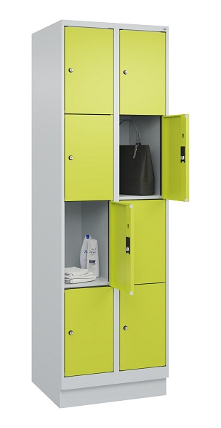 C+P Schließfachschrank Evolo PLUS, mit Sockel, 8 Fächer, 1950x600x500mm, 7035/00, Frontfarbe 1108060 RDS Clowngrün, 049020-204 S10015