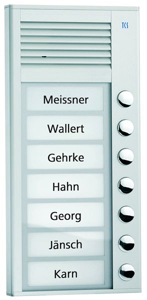 TCS Türkontrollsystem Audio Außenstation Serie PAK 7 Klingeltasten (rechtsbündig), AP silber, PAK07-EN