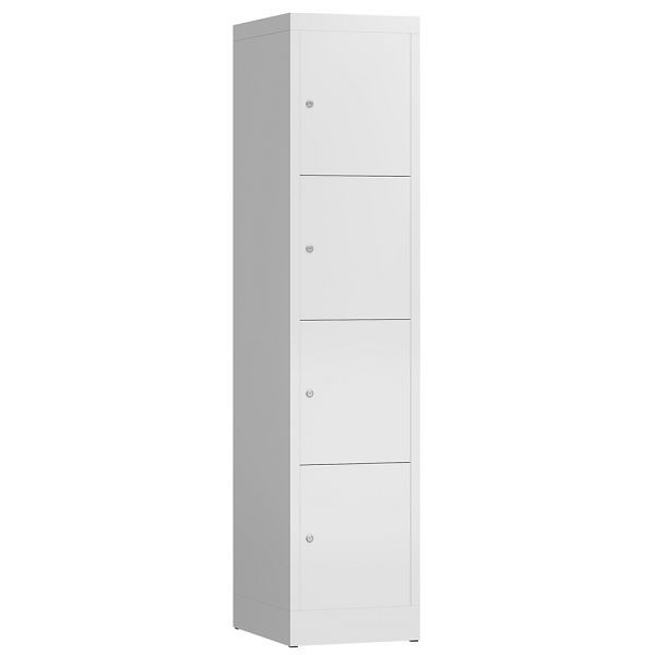 Lüllmann ClassiX Schließfachschrank, 1 Abteil, 4 Fächer, 1800 x 415 x 500 mm, signalweiß, X-523417