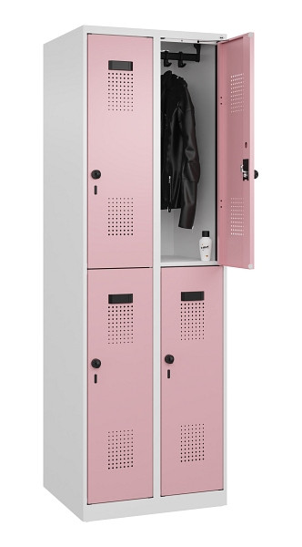 C+P Doppelstöckiger Spind Evolo PLUS, 4 Fächer, 1850x600x500mm, 9016/3015, Drehriegel, 049300-20 S10018