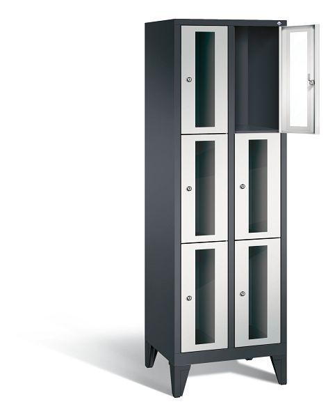 C+P Schließfachschrank Classic, H1850xB610xT500mm, Farbe: Schwarzgrau / Lichtgrau, 8010A203 S10013